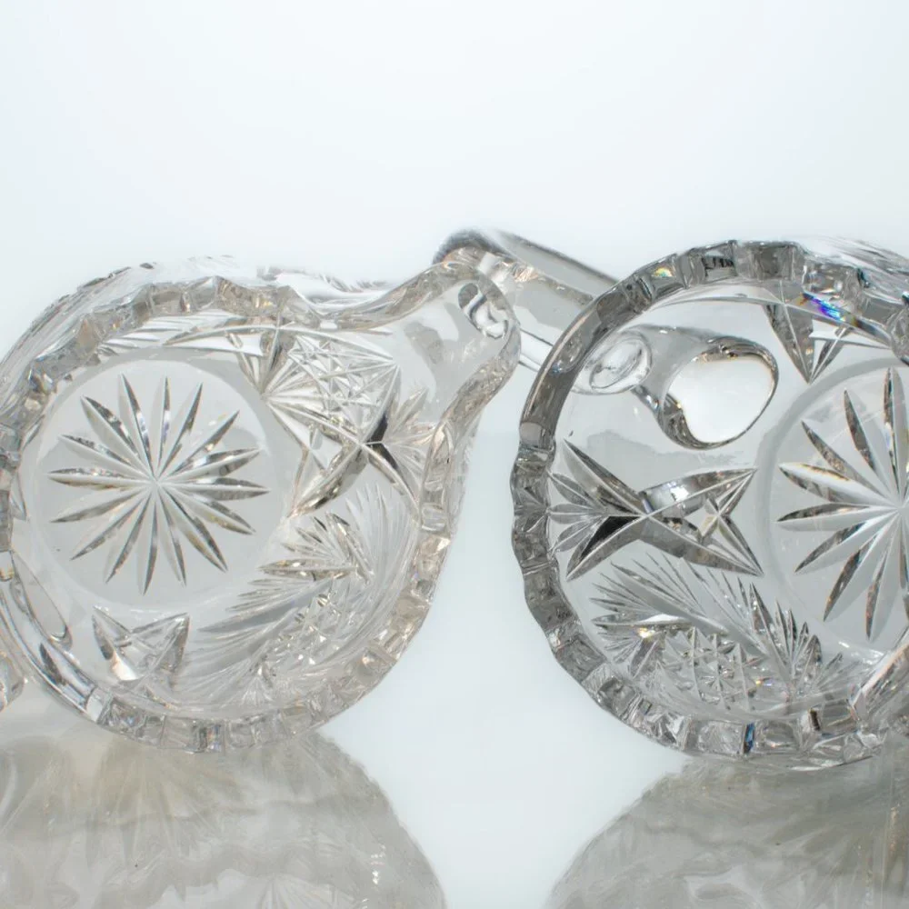 VINTAGE Pressed Glass Sugar Bowl and Creamer Set - Perfect For Coffee or Tea Set